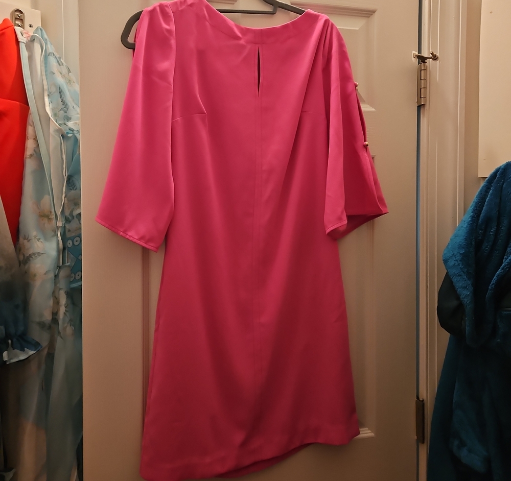 Trina Turk Vibrant Hot Pink Midi Shift Dress